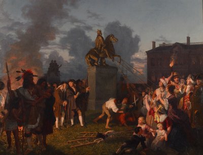 Pulling Down the Statue of King George III, c.1859 by Johannes Adam Simon Oertel
